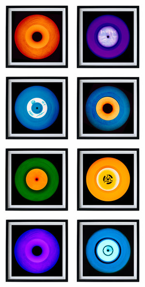 Photographs by Heidler and Heeps. A set of 8 (4 rows of 2) Vinyls in striking colours, with black frames. 