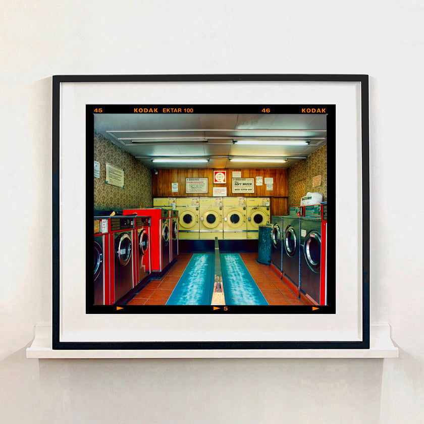 Recently sold artwork Washeteria Looking In, vintage London launderette interior photograph by Richard Heeps. 