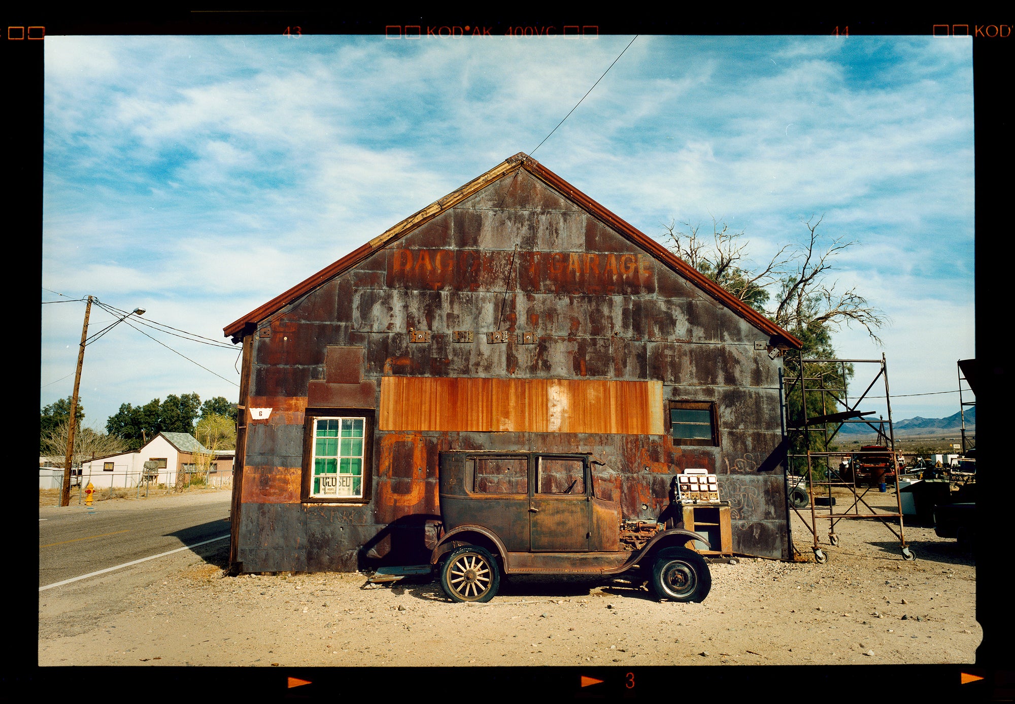 'Model T and Garage' was taken in the small historic town of Daggett in the Mojave Desert on Route 66. This piece is part of Richard Heeps' 'Dream in Colour' series, which documents his road trip journey from LA to Las Vegas.