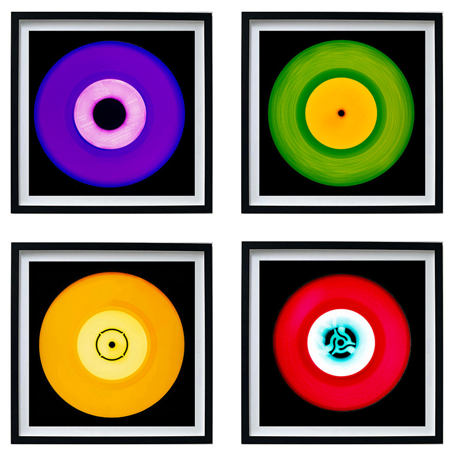 Photographs by Heidler and Heeps. A set of 4 (2x2) Vinyls in striking colours, with black frames. 