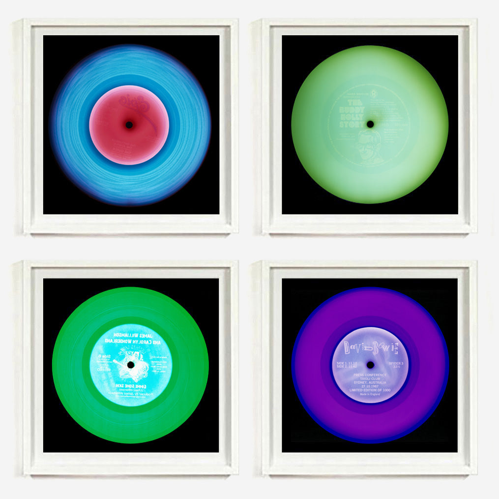 Photographs by Heidler and Heeps. A set of 4 (2x2) Vinyls in striking colours, with black frames. 