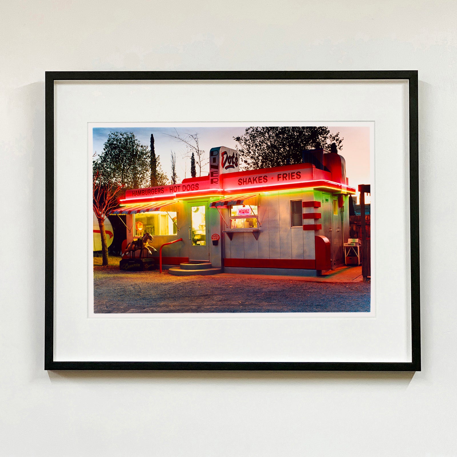 Recently sold artwork by Richard Heeps Dot's Diner framed in black