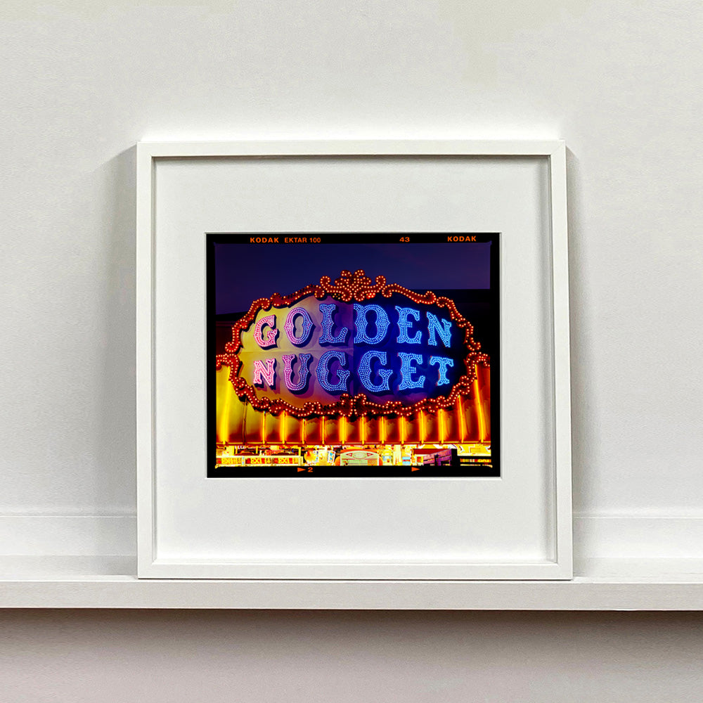 Golden Nugget Norfolk British seaside arcade sign small white frame photograph by Richard Heeps