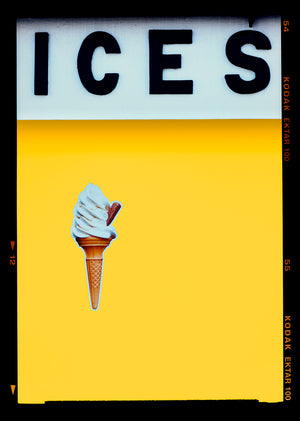 Ices honey yellow pop art typography colour photography print by Richard Heeps.