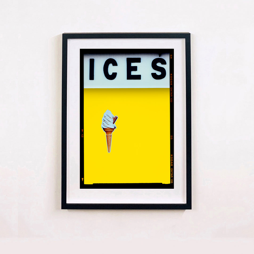 Recently sold artwork ICES Lemon Yellow photograph by Richard Heeps framed in black.
