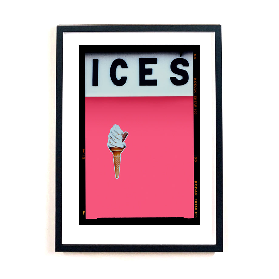 Recently sold artwork Ices Pink Lemonade typography photography by Richard Heeps framed in black