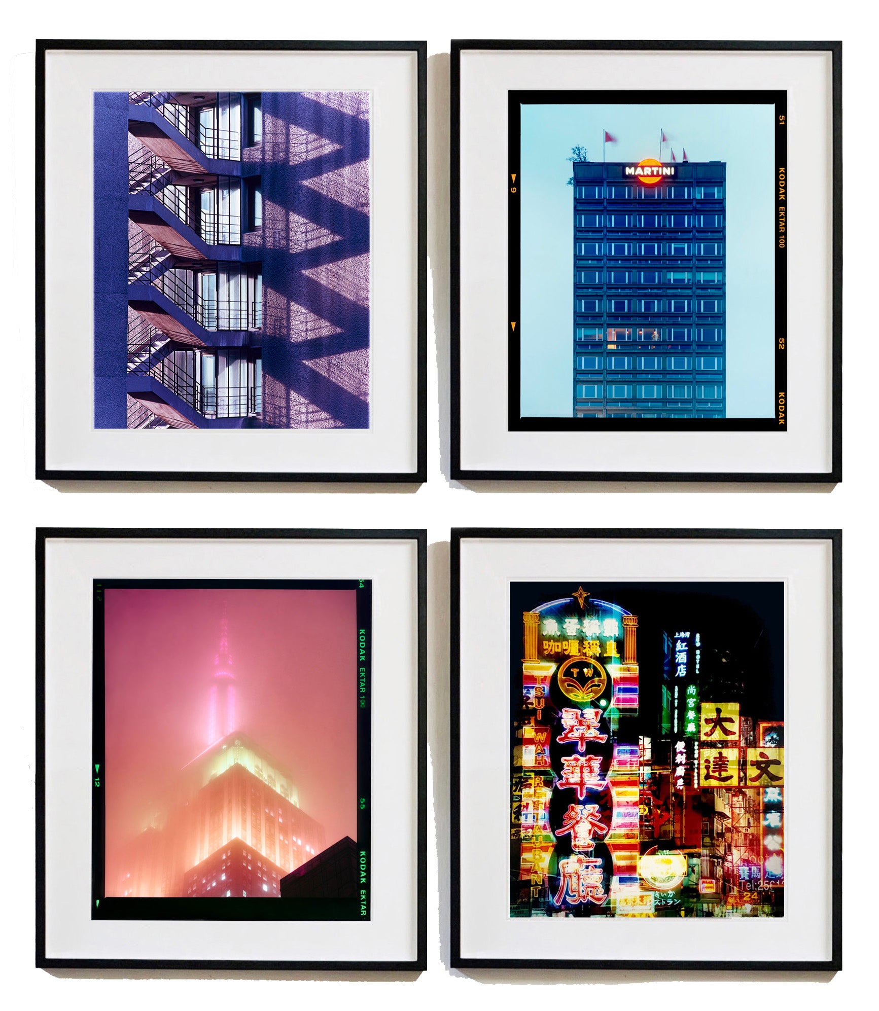 London, Milan, New York, Hong Kong Set of Four Framed Artworks V2