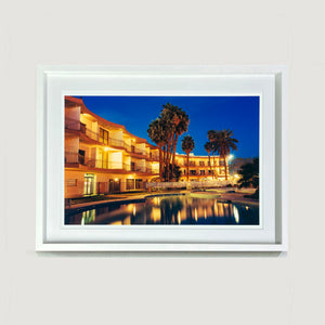 La Concha Motel Pool Las Vegas American architecture colour photograph by Richard Heeps small framed in white.