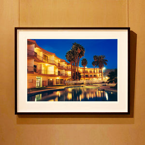 La Concha Motel Pool Las Vegas American architecture colour photograph by Richard Heeps large framed in black.