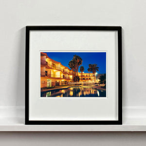 La Concha Motel Pool Las Vegas American architecture colour photograph by Richard Heeps mounted square framed in black.