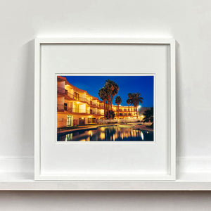 La Concha Motel Pool Las Vegas American architecture colour photograph by Richard Heeps mounted square framed in white.