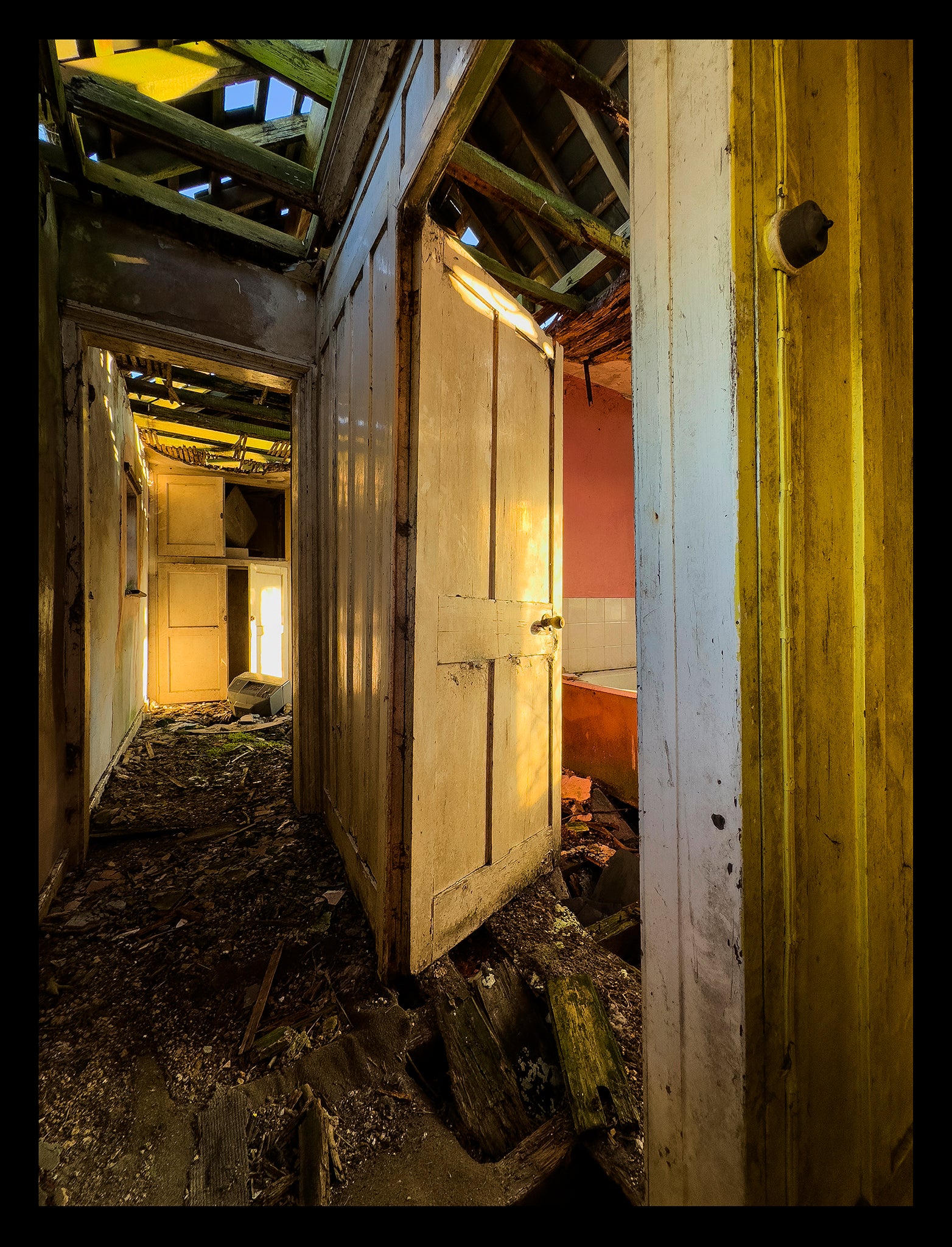 Abandoned farmhouse landing in The Fens interior photograph by Richard Heeps.