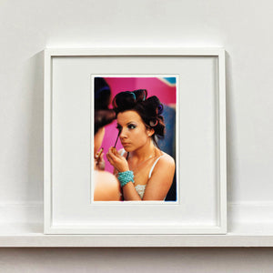 Burlesque portrait photograph by Richard Heeps mounted square framed in white
