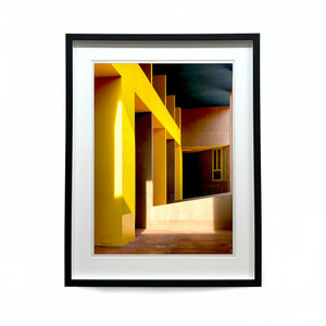Recently sold yellow artwork Monte Amiata, Italian architecture photograph by Richard Heeps framed in black.
