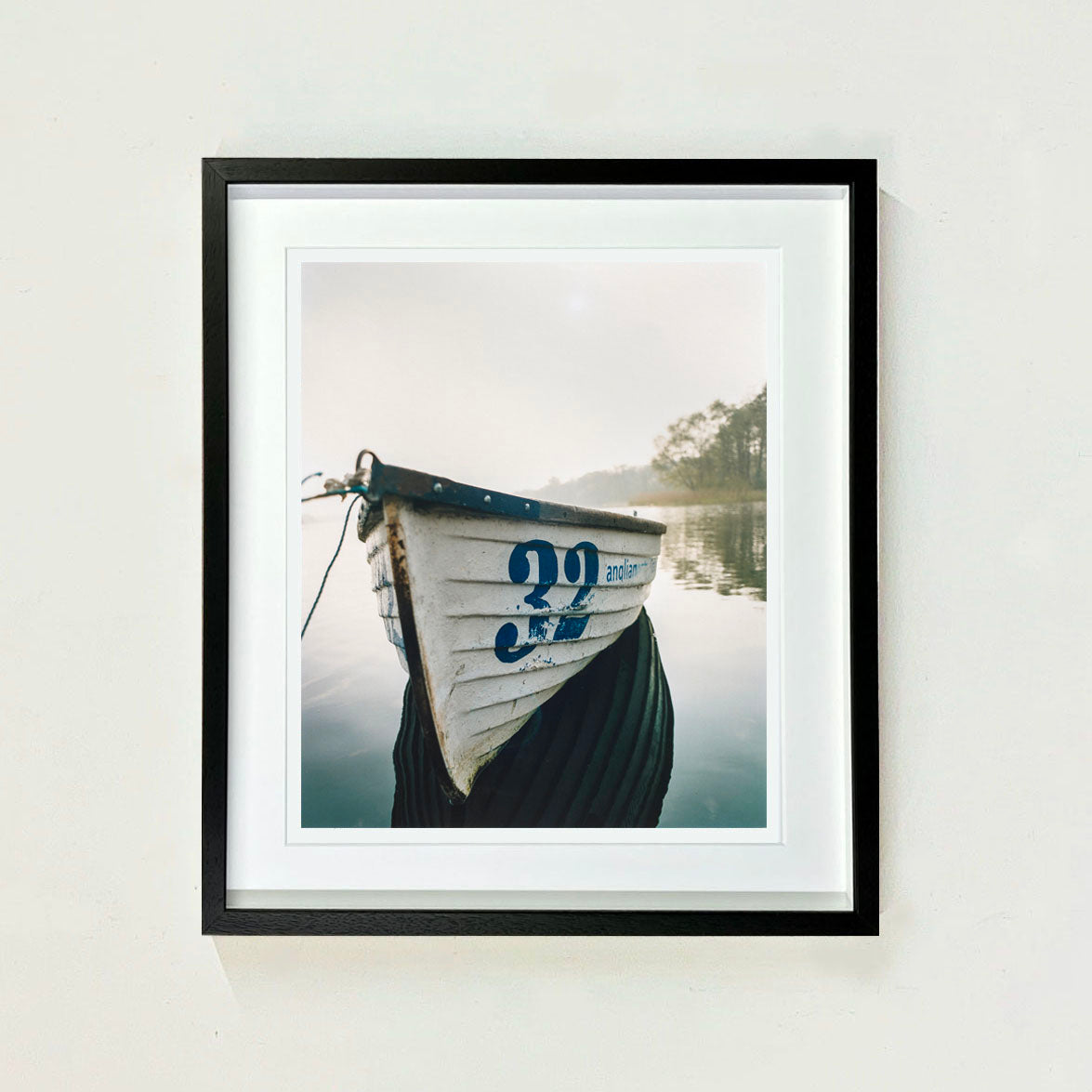 Recently sold artwork Little Ormesby Broad Norfolk fishing boat photograph by Richard Heeps framed in black.