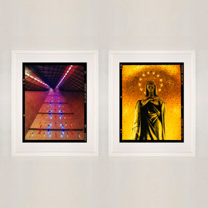 Italian church interior religious iconography photography artworks by Richard Heeps framed in white.