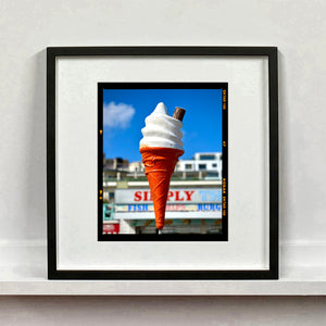 Ice cream cone on Brighton Beach Kodak photograph by Richard Heeps mounted square framed in black