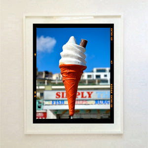 Ice cream cone on Brighton Beach Kodak photograph by Richard Heeps large framed in white