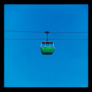 Set of Three Summit Cable Cars Yellow Red Green, Great Orme, Llandudno, 2023