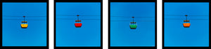 Set of Four Framed Summit Cable Cars Yellow Red Green Orange, Great Orme, Llandudno, 2023