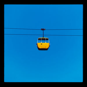 Set of Three Summit Cable Cars Yellow Red Green, Great Orme, Llandudno, 2023