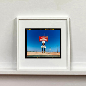 Sundowner Landscape Salton Sea California roadside America photograph by Richard Heeps mounted square framed in white.