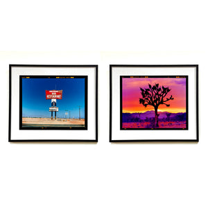 Sundowner Salton Sea and Joshua Tree Landscape photographs framed in black by Richard Heeps.