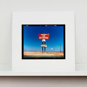 Sundowner Landscape Salton Sea California roadside America photograph by Richard Heeps mounted square.