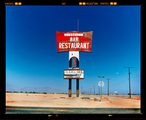 Sundowner Landscape Salton Sea California roadside America blue sky photograph by Richard Heeps.