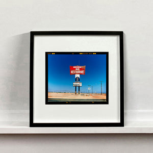 Sundowner Landscape Salton Sea California roadside America photograph by Richard Heeps mounted square framed in black.