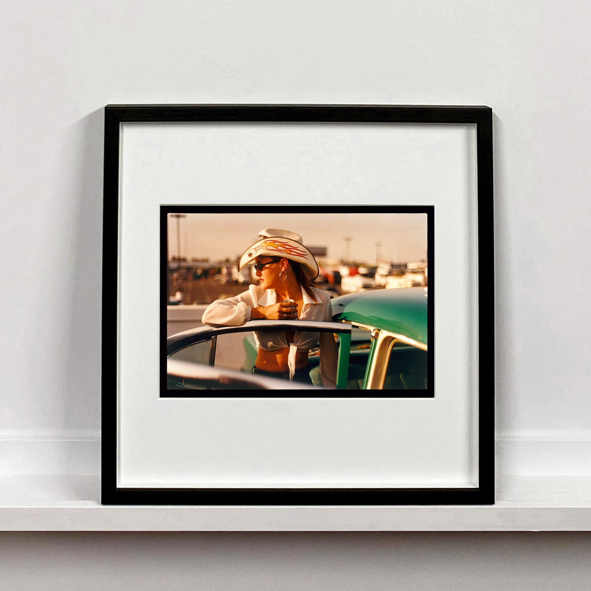 Sun kissed Wendy American Western portrait photograph by Richard Heeps mounted square framed in black