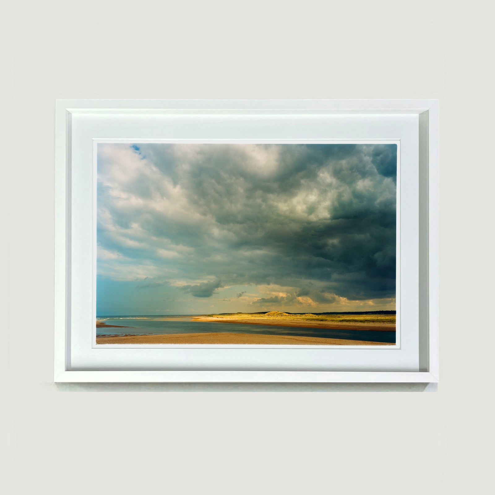 View from Scolt Head of Gun Hill Norfolk landscape photographic artwork by Richard Heeps framed in white