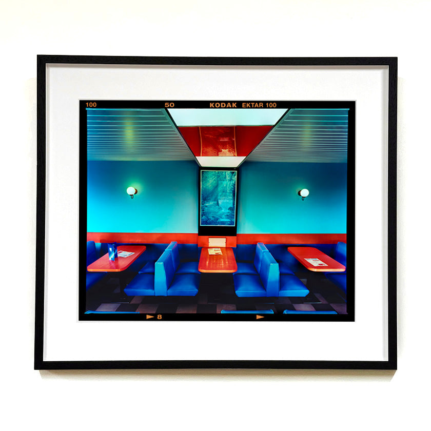 Recently sold artwork Vintage Wimpy interior photograph by Richard framed in black.