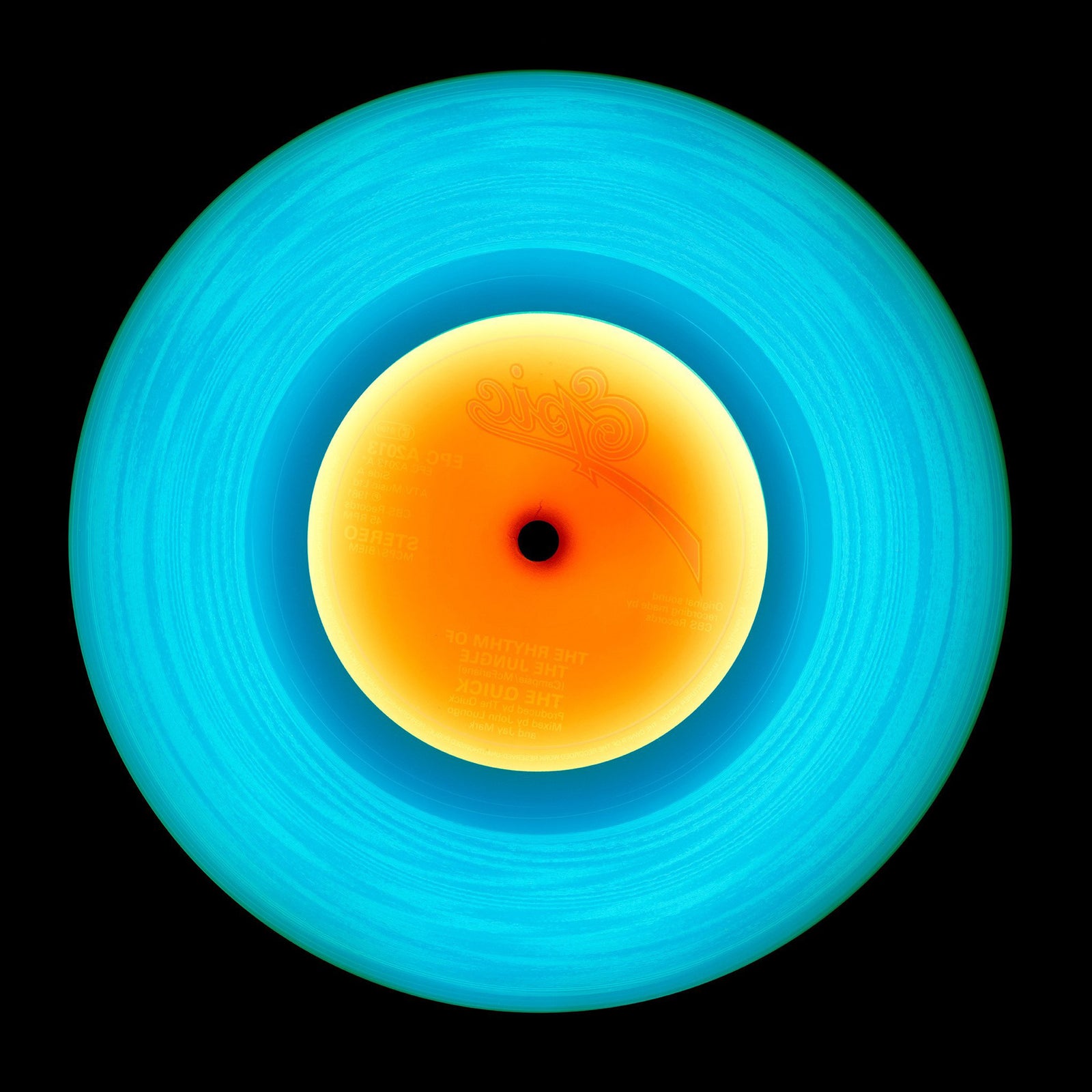 Vinyl Collection '1981' (Blue/Orange), 2014. Acclaimed contemporary photographers, Richard Heeps and Natasha Heidler have collaborated to make this beautifully mesmerising collection. A celebration of the vinyl record and analogue technology, which reflects the artists practice within photography. 