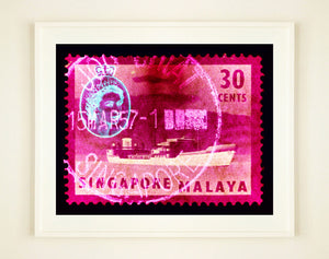 These historic postage stamps that make up the Heidler & Heeps Stamp Collection, Singapore Series 'Postcards from Afar' have been given a twenty-first century pop art lease of life. The fine detailed tapestry of the original small postage stamp has been brought to life, made unique by the franking stamp and Heidler & Heeps specialist darkroom process.