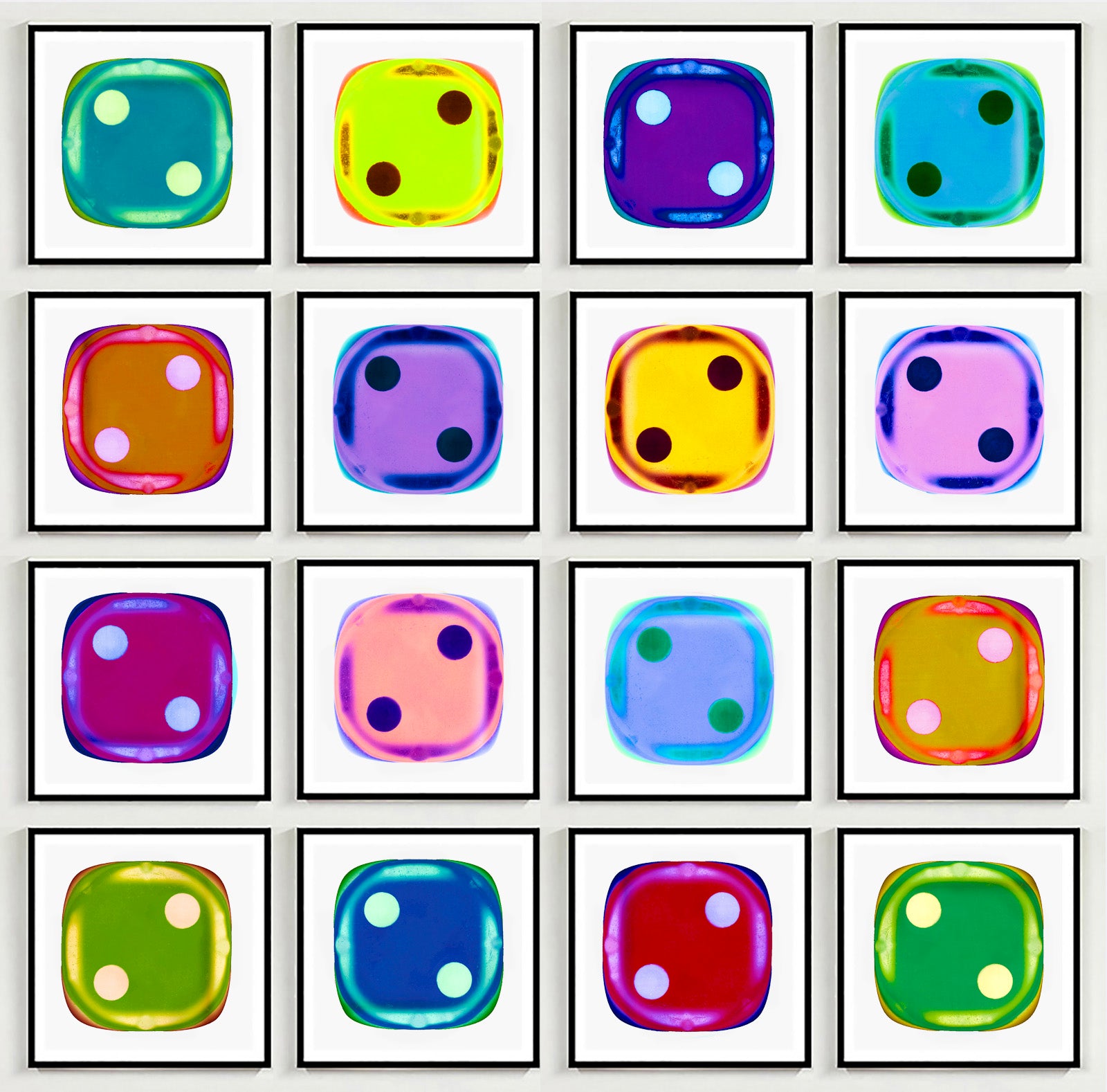 Dice Series 16 Piece Multicolour 'Twos' Square Installation