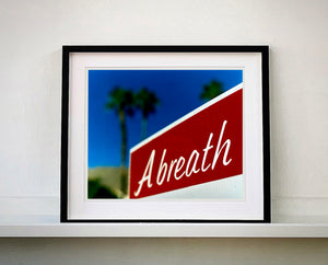 This artwork breathes life through its bold colours and energetic text, which is set against a luscious landscape. It was captured in Palm Springs, California and is part of Richard Heeps' 'Dream in Colour' series.