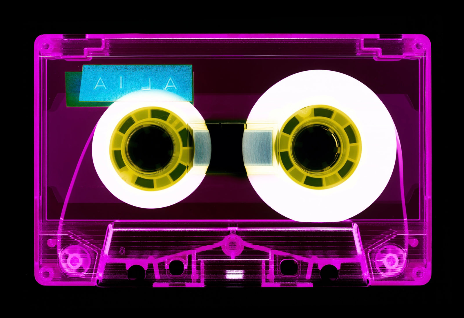 Tape Collection 'AILA Pink'. The Heidler & Heeps collaborations are creative representations of Natasha Heidler and Richard Heeps’ personal past, and their personalities. Tapes are significant in both their lives and the work here is made from their own collections. Their unique process makes these artworks not inanimate objects, rather they have depth, texture, grit, and they even appear to move.