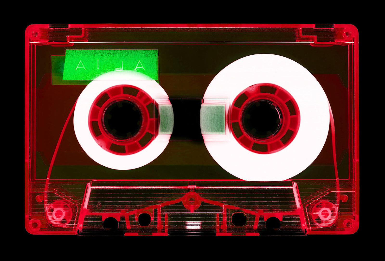 Tape Collection 'AILA Red'. The Heidler & Heeps collaborations are creative representations of Natasha Heidler and Richard Heeps’ personal past, and their personalities. Tapes are significant in both their lives and the work here is made from their own collections. Their unique process makes these artworks not inanimate objects, rather they have depth, texture, grit, and they even appear to move.