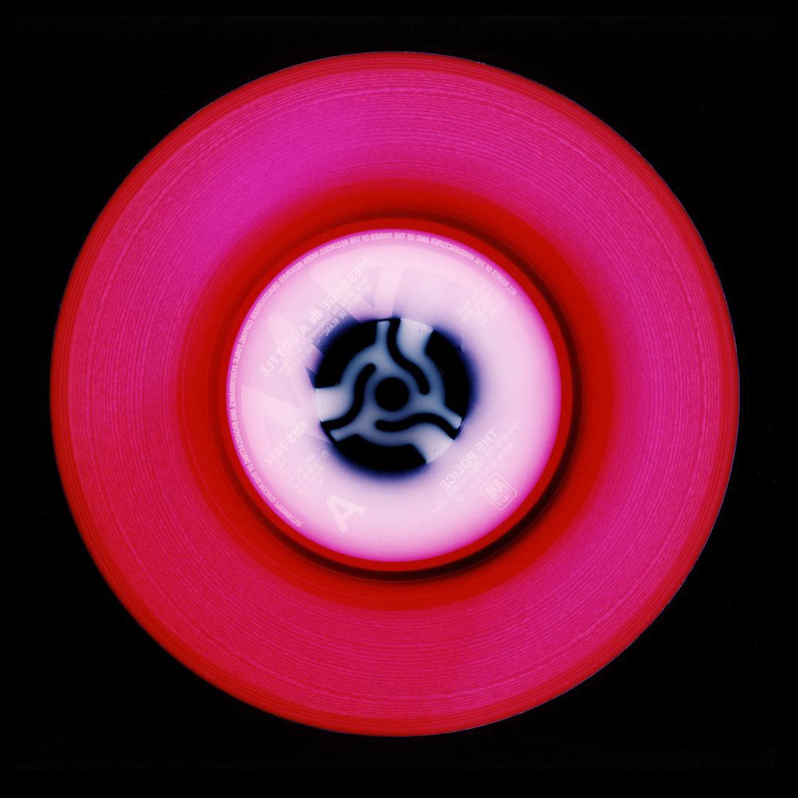Vinyl Collection 'A' (Hot Pink), 2014. Acclaimed contemporary photographers, Richard Heeps and Natasha Heidler have collaborated to make this beautifully mesmerising collection. A celebration of the vinyl record and analogue technology, which reflects the artists practice within photography. 