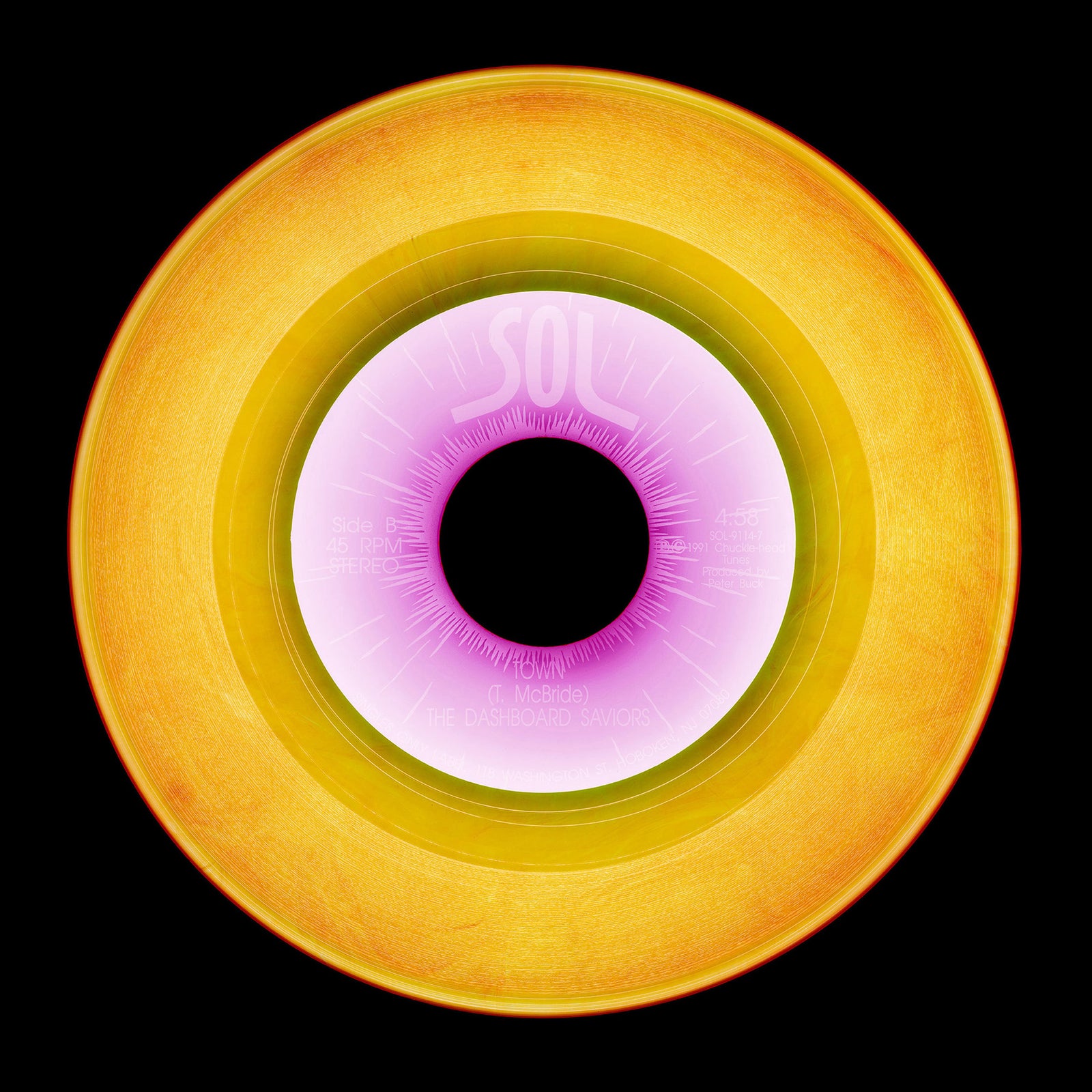 Bright gold yellow pop art from the Heidler and Heeps vinyl collection.