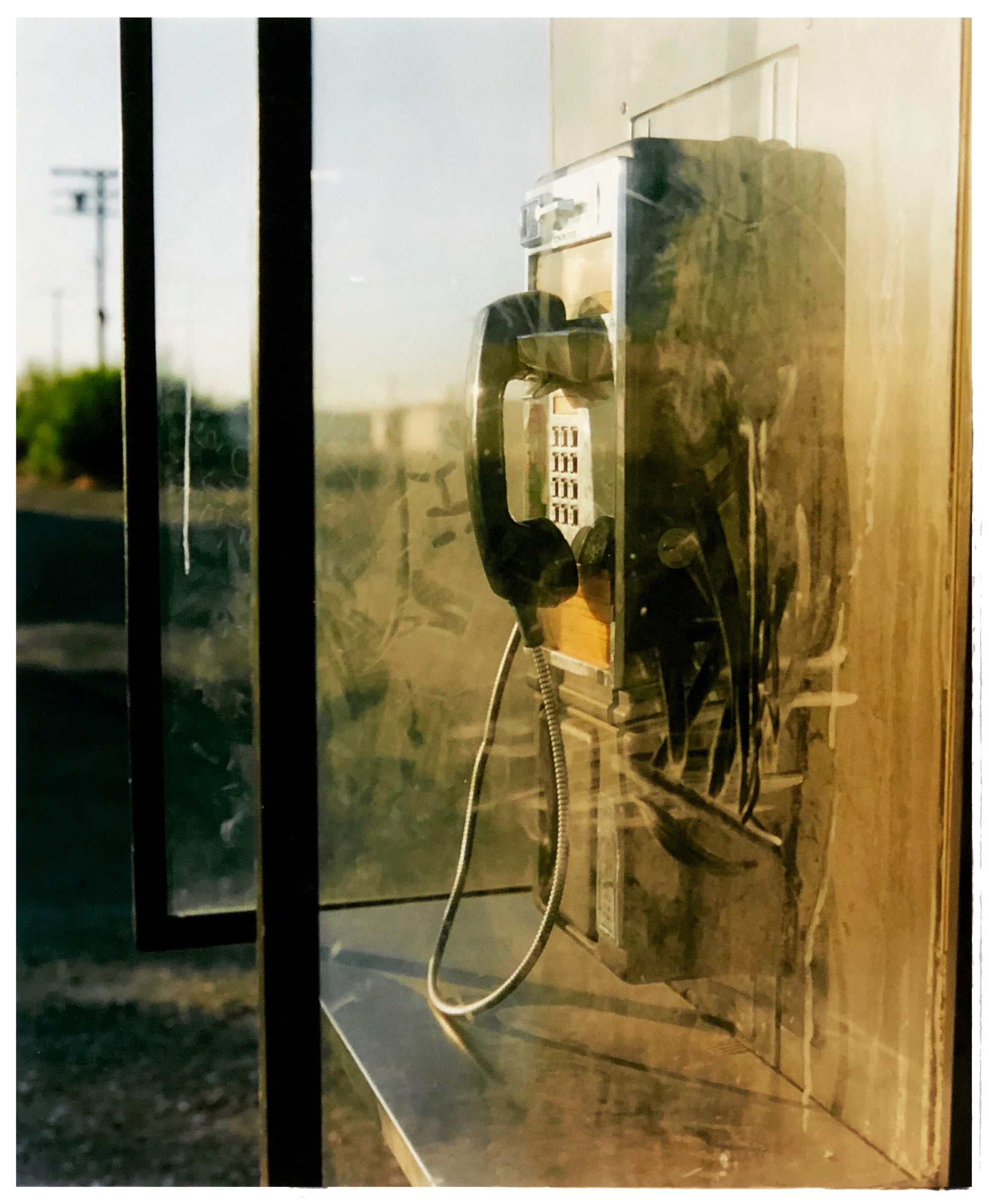 Cinematic photography of a dusty call box in the Desert in the Salton Sea California