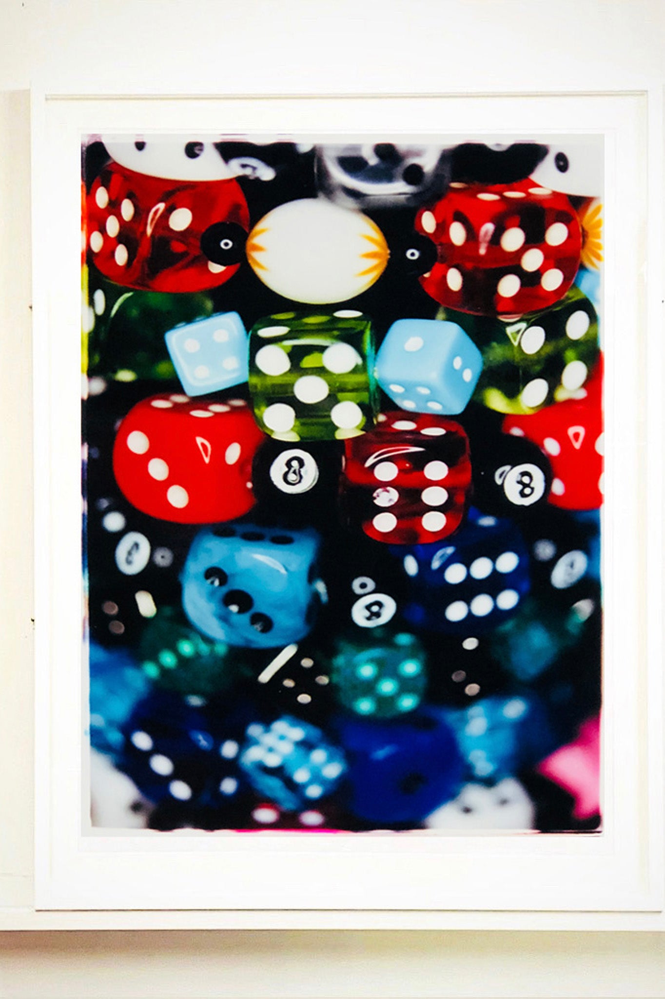 'Dice', Part of Richard Heeps 'Man's Ruin' Series, the vivid detail of the dice in fun multi-colour picture and lucky number 8 ball. 