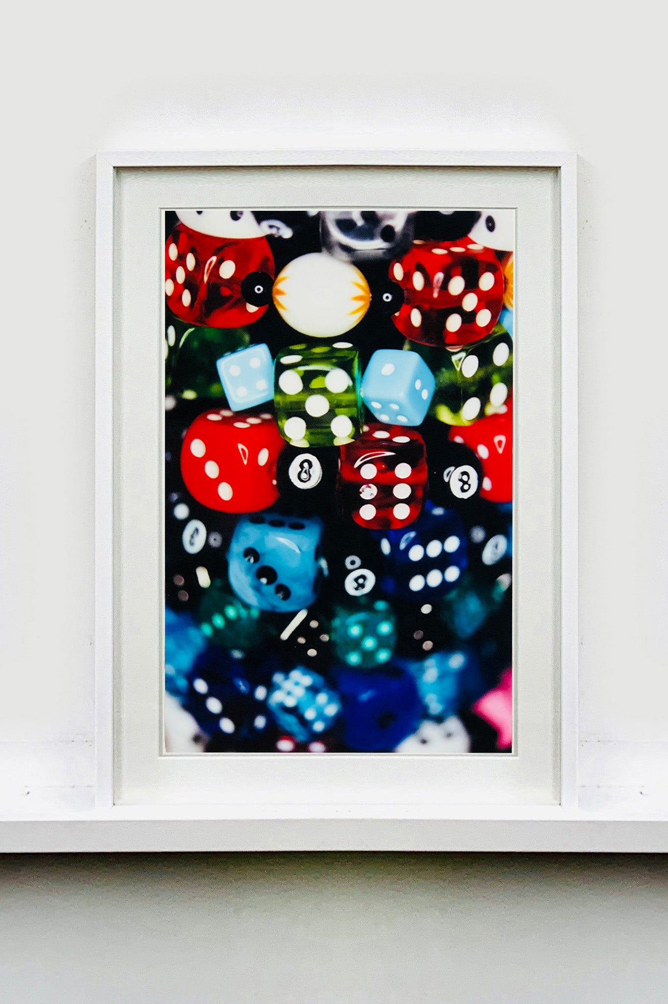 'Dice', Part of Richard Heeps 'Man's Ruin' Series, the vivid detail of the dice in fun multi-colour picture and lucky number 8 ball. 