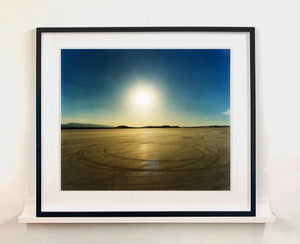 Photographed at El Mirage Lake, where the Southern Californian Timing Association, Land Speed Racing event, tracks in the ground from the previous days racing, adding a beauty to the natural landscape.