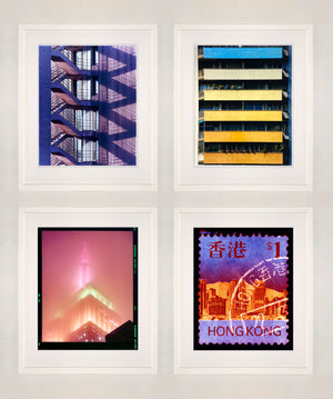 London, Milan, New York, Hong Kong Set of Four Framed Artworks V1