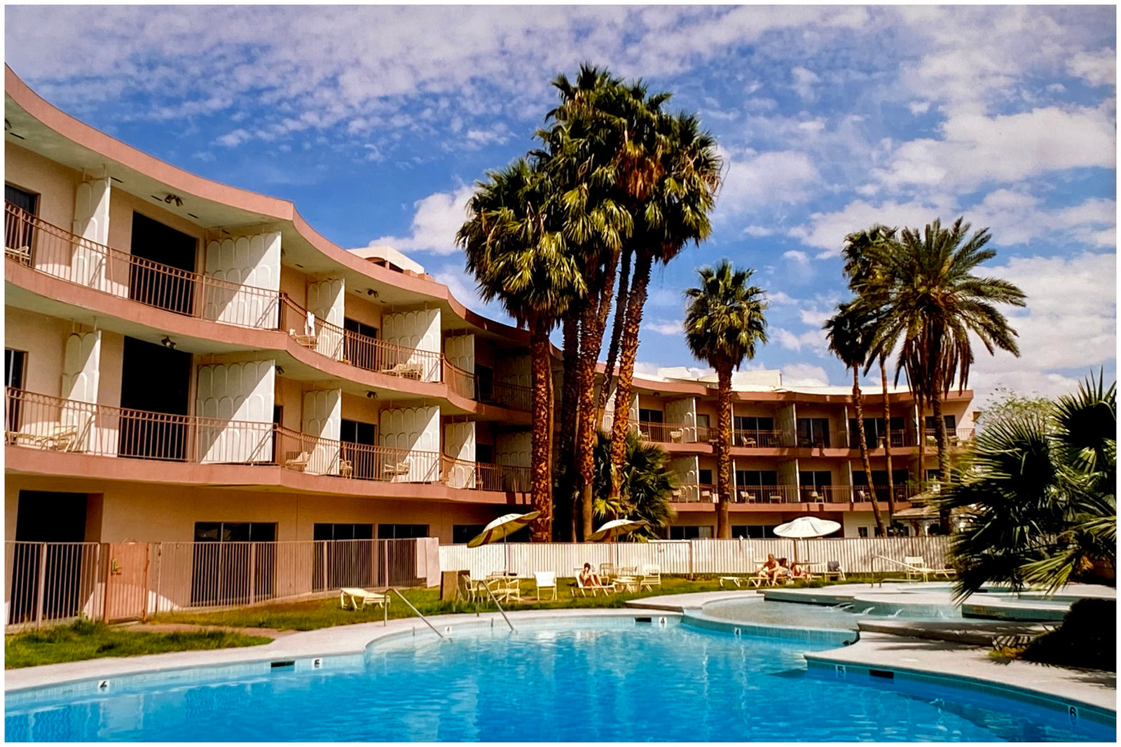 The iconic architecture of the La Concha Motel, captured by Richard Heeps for his 'Dream in Colour' series, before its closure in 2004. Designed by Paul Williams, it is synonymous of the Googie style architecture popular in America in the 1950s and 1960s. the lobby is now preserved at the Las Vegas Neon Museum.
