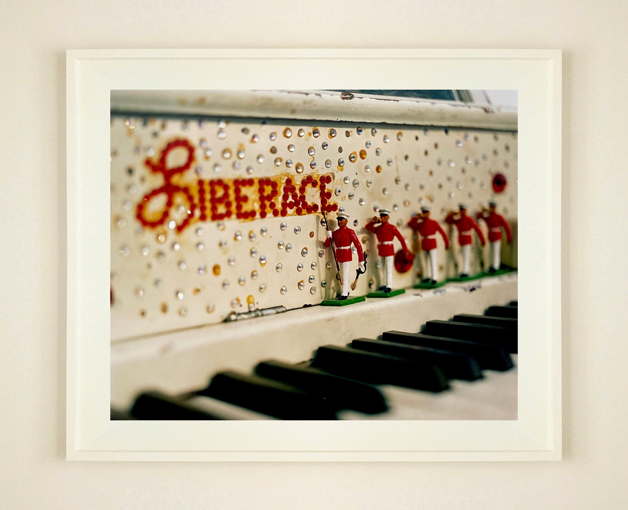 'Liberace's Piano I' was photographed in a private Las Vegas home. The studded gems and decorative typography make for an archetypal Las Vegas feel. This artwork is part of Richard Heeps' 'Dream in Colour' series. 