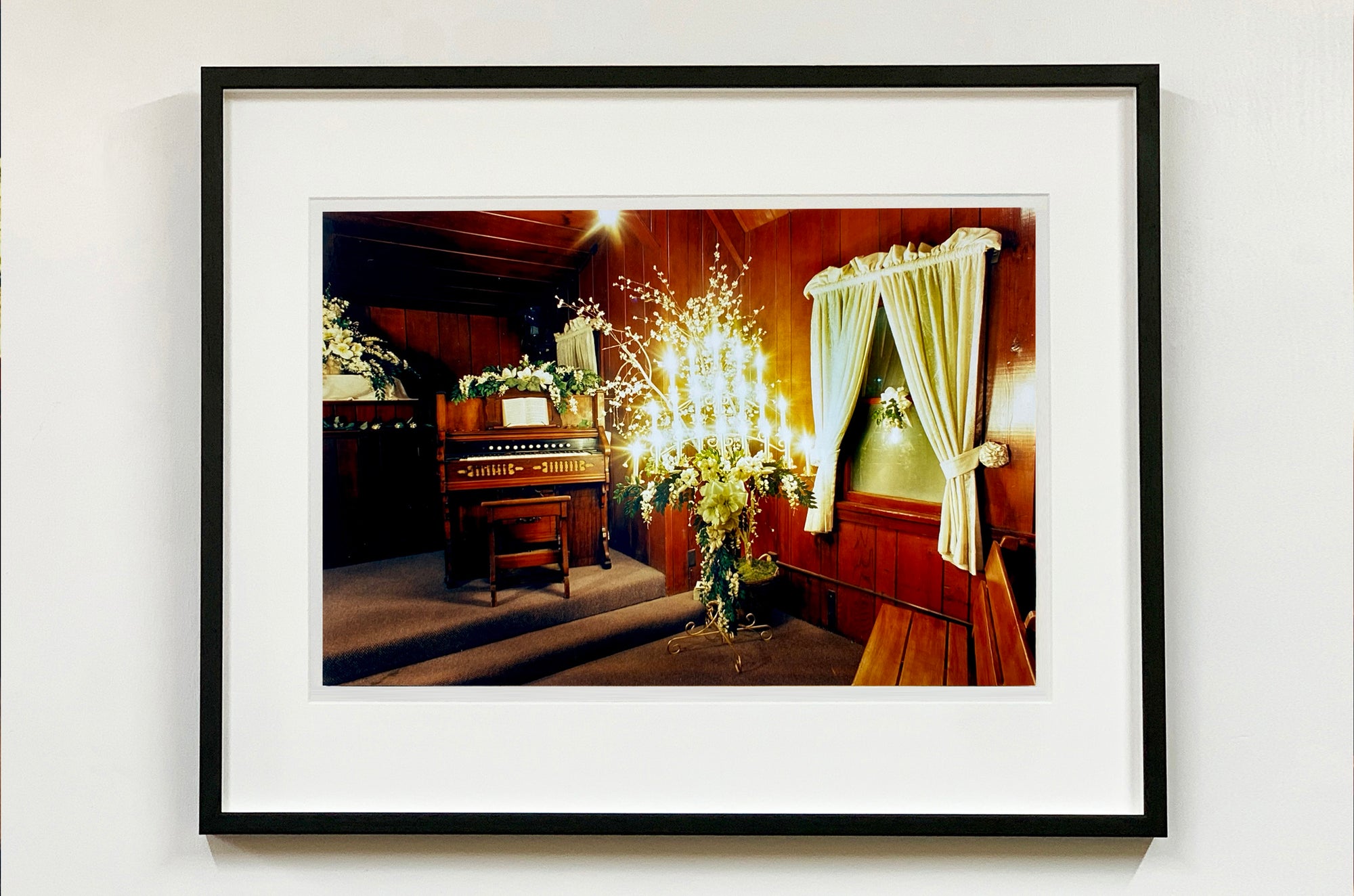 This piece shows the interior of the iconic Little Chapel of the West, where Elvis married in Viva Las Vegas. It is the oldest building on the Las Vegas Strip, and in the past sixty years has hosted many (in some cases short lived) celebrity weddings.