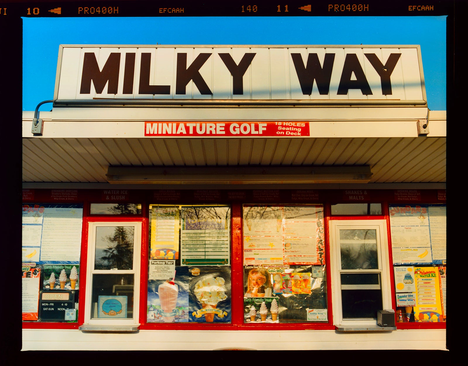 Milky Way, an ice cream parlour and miniature golf course in New Jersey. Graphic typography features in architecture photography by Richard Heeps. 